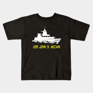 Uss John Mccain DDG 56 Gold Kids T-Shirt